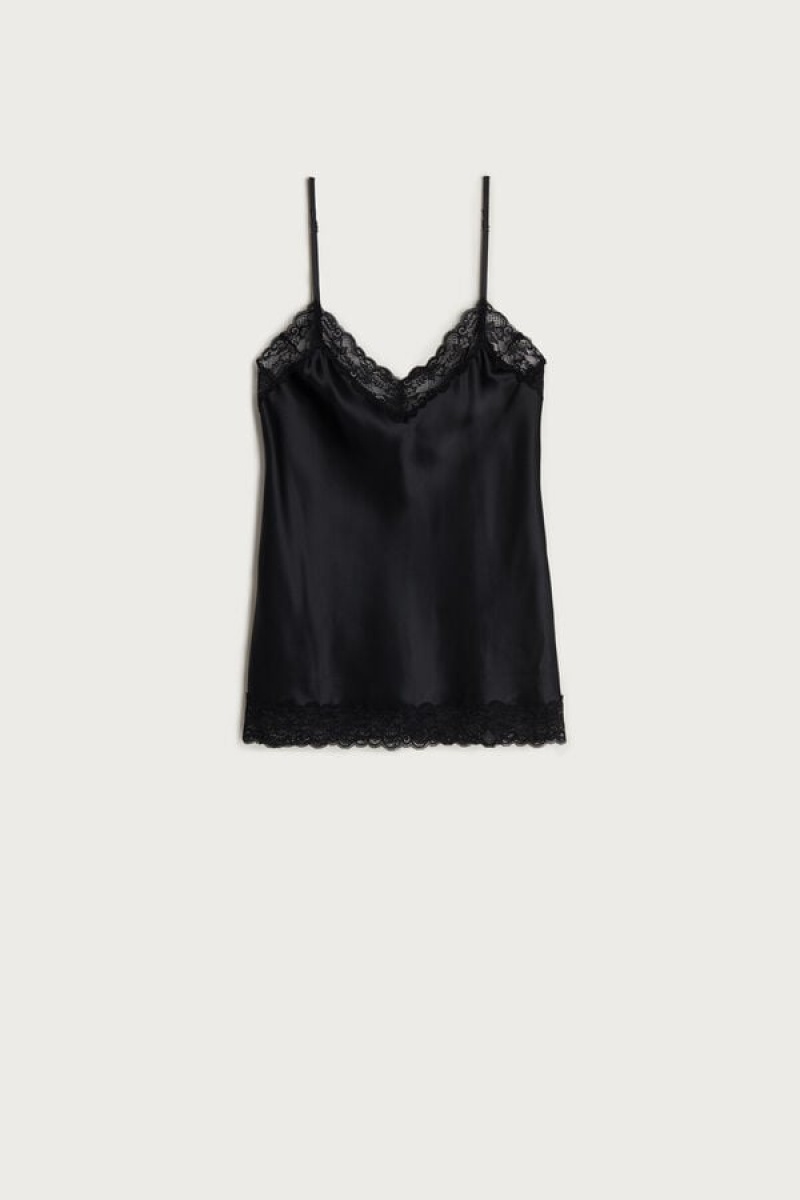 Intimissimi Kanten and Silk Top Zwart | BBESD92434